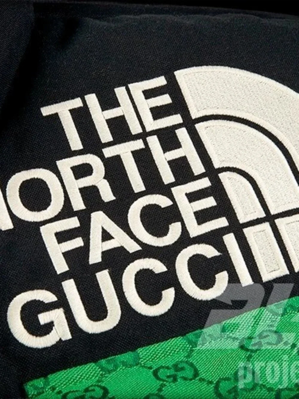 The North Face x Gucci Green Monogram Puffer Vest with Black Yoke